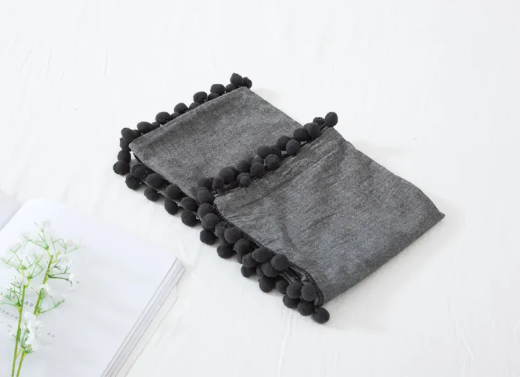 pillowcase 74x48cm Однотонный простой пододеяльник, набор постельного белья с помпоном, пододеяльник для двойной кровати, наволочка для спальни - Цвет: pillowcase 74x48cm