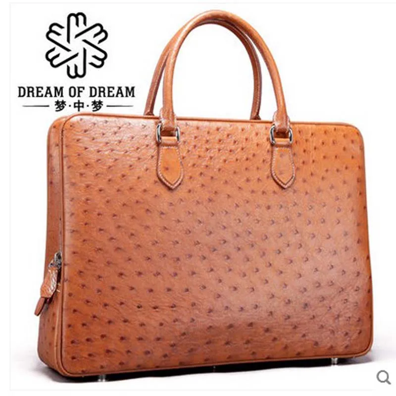 

Новая импортная мужская сумка mengzhongmeng из страусиной кожи, мужской портфель, модная деловая популярная мужская сумка для ноутбука из страуси...