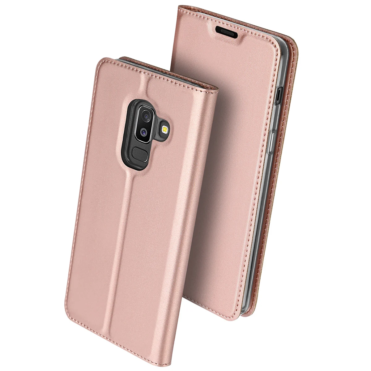 Флип кейс для Samsung Galaxy J8 2018 из искусственной кожи ТПУ Мягкий Бампер защитный