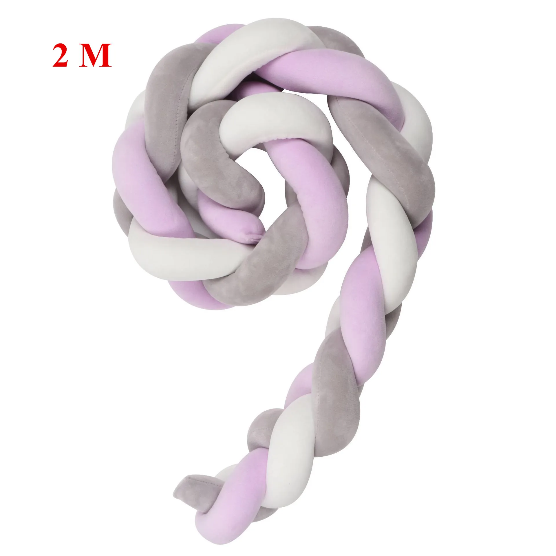 GrayWhitePurple2M Trenza Cuna Bebe Детская кроватка бампер в кроватку Тур де ЛИТ Bebe Tresse новорожденная Детская кровать бампер узел/протектор Warkocz Do Lozeczk - Цвет: GrayWhitePurple2M