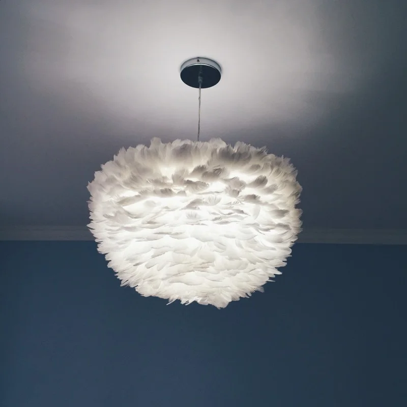 Пасторальная личность Скандинавское белое перо подвесной светильник для