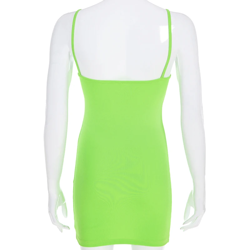 ФЛУОРЕСЦЕНТНОЕ зеленое розовое летнее платье 2019 без рукавов с открытой спиной