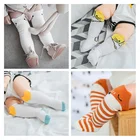 Хлопковые носки для малышей, милые Гольфы с мультяшным рисунком лисы и кота для младенцев, Нескользящие гетры для маленьких мальчиков и девочек, длинные носки, для детей ясельного возраста