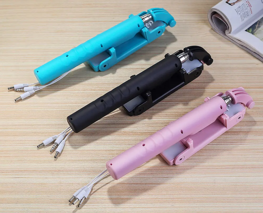 Мини раздвижной ручной монопод проводное зеркало селфи палка со светодиодной