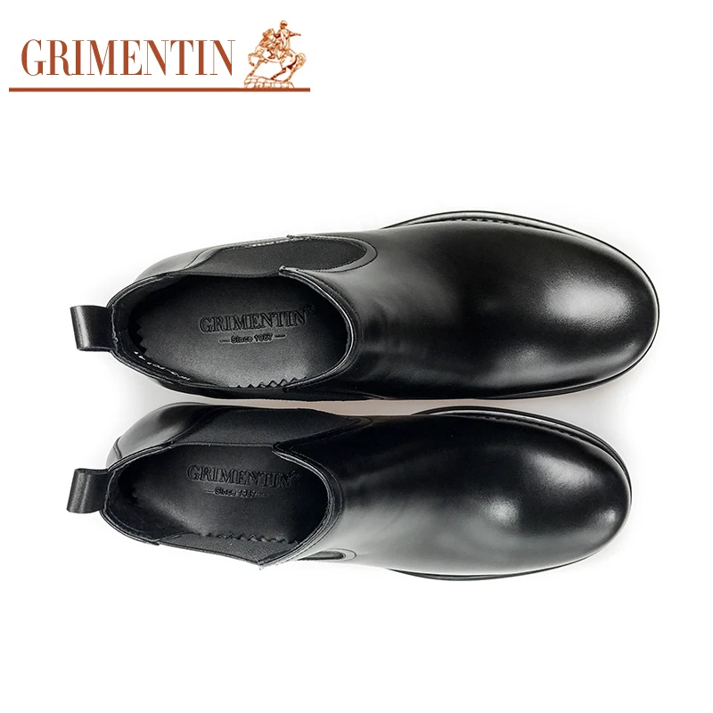 GRIMENTIN/брендовые модные черные мужские ботинки из натуральной кожи удобная