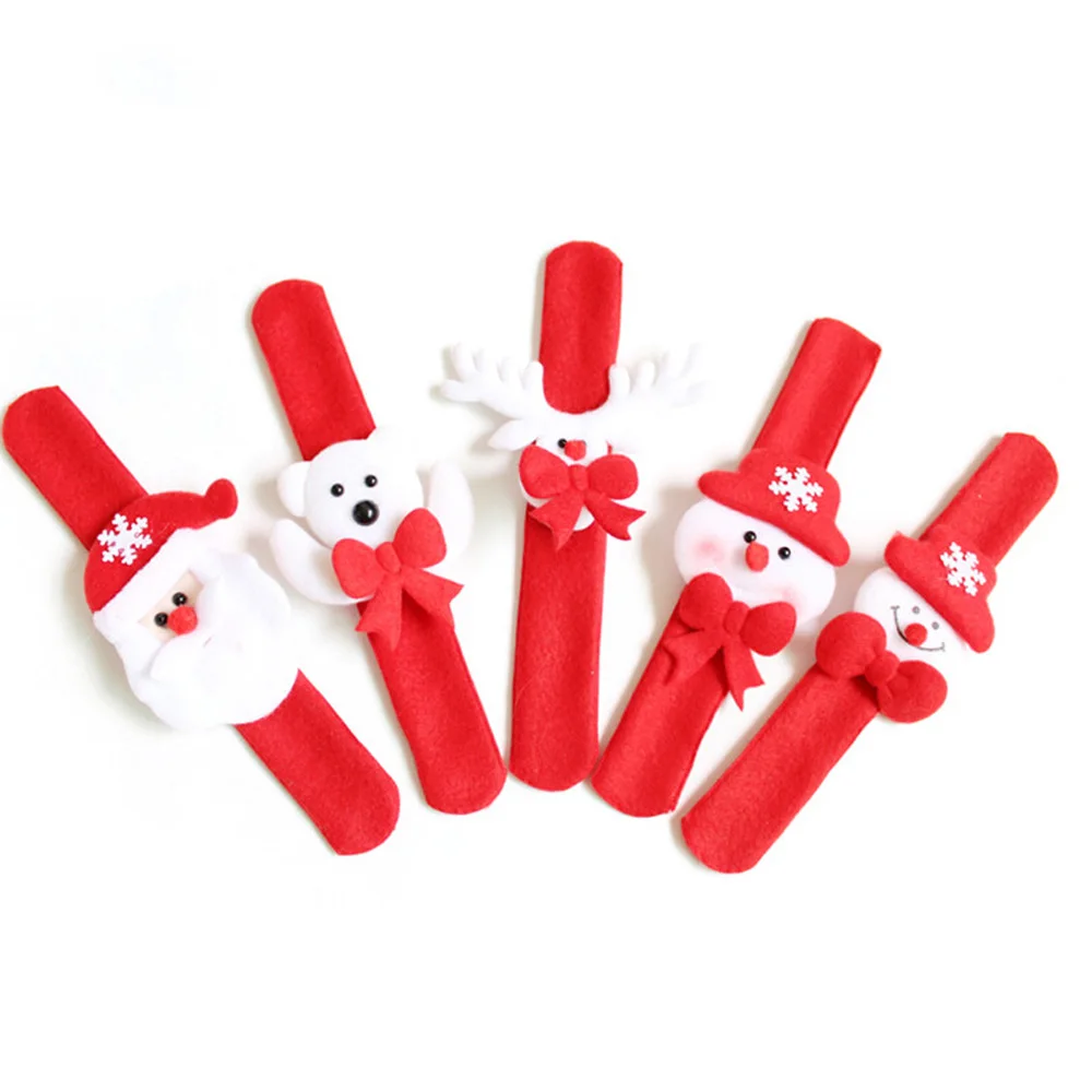 

10 Pieces Christmas Decorations Patting Circle Children Bracelet Gift Toy Santa Clause Snowman Deer New Year Party Toys
