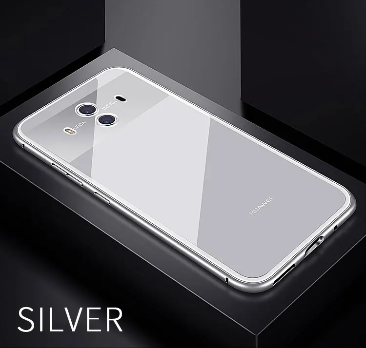 Магнитный чехол для huawei mate 9 10, задняя крышка из закаленного стекла для huawei mate 10 9 P20 Pro honor 10, магнитный металлический алюминиевый чехол