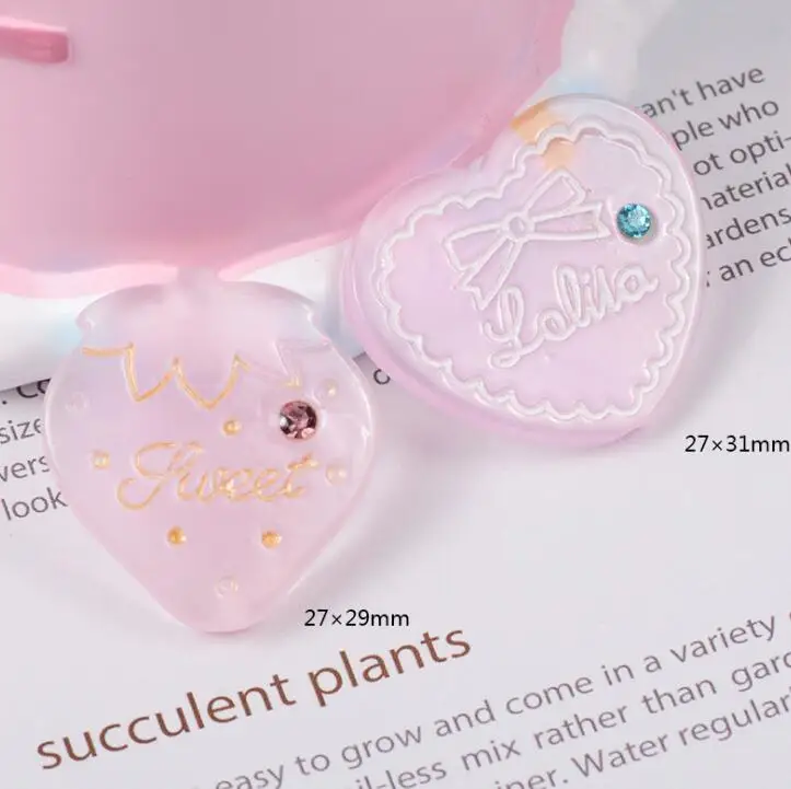 Resin Heart Strawberry Decoration Crafts Flatback Cabochon Scrapbooking Fit Phone Embellishments Diy Accessories | Дом и сад