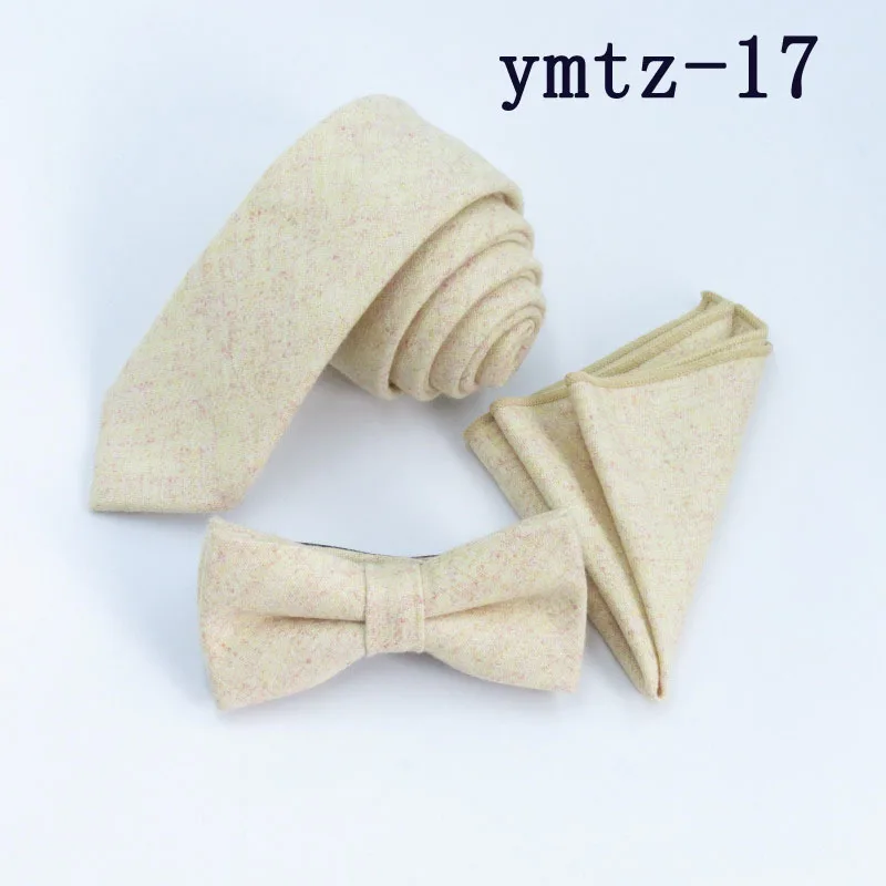 YMTZ 17 Feliavert Мужские Шерстяные Галстуки Набор Мода елочка серый 6 см галстук+ бабочка+ комплекты носовых платков Свадебный галстук костюм карман галстук-бабочка подарки - Цвет: YMTZ 17