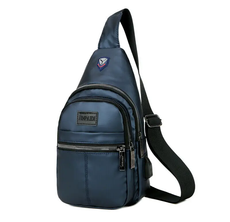 Новая мужская нагрудная сумка на лямках из парусины с usb зарядкой повседневная