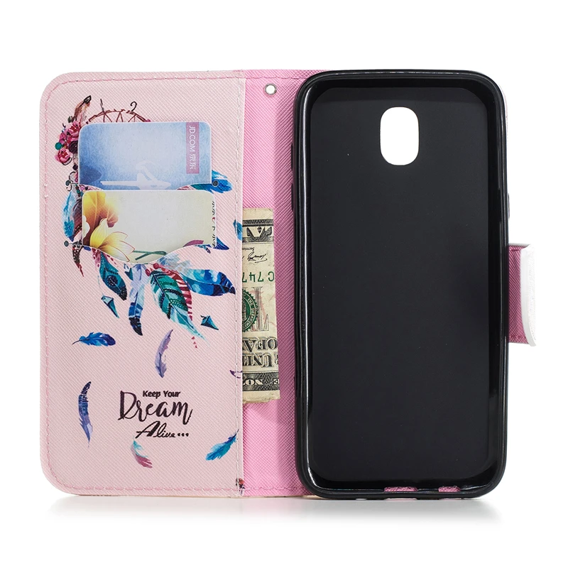 Роспись откидной Чехол кошелек с подставкой для Coque samsung Galaxy J5 J7 2017 EU версия Funda J3