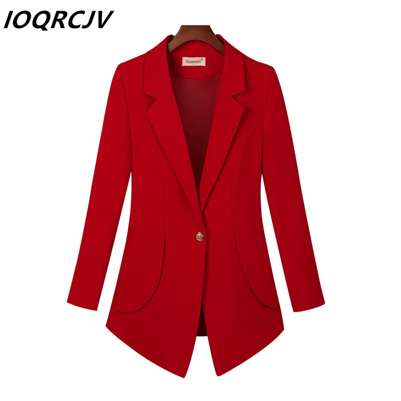 

New Small Blazer Plus Size Women Solid Color Slim Pocket Long Sleeve Coat Fashion Female Work Office Lady Suit Spring Autumn