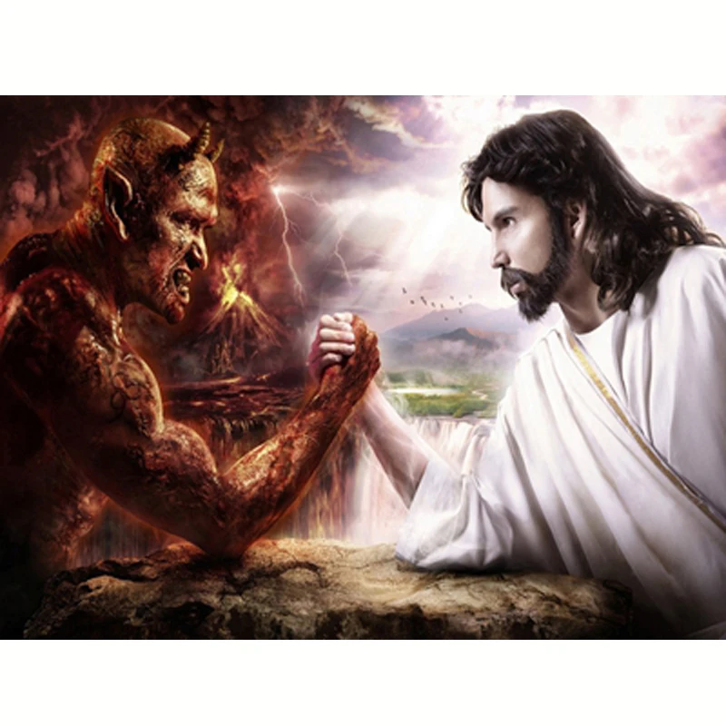 MOONZERO Diy 5D Diamond Painting Figure Crystal Cross stitch Full Embroidery God and the Devil Christmas Decorative | Дом и сад