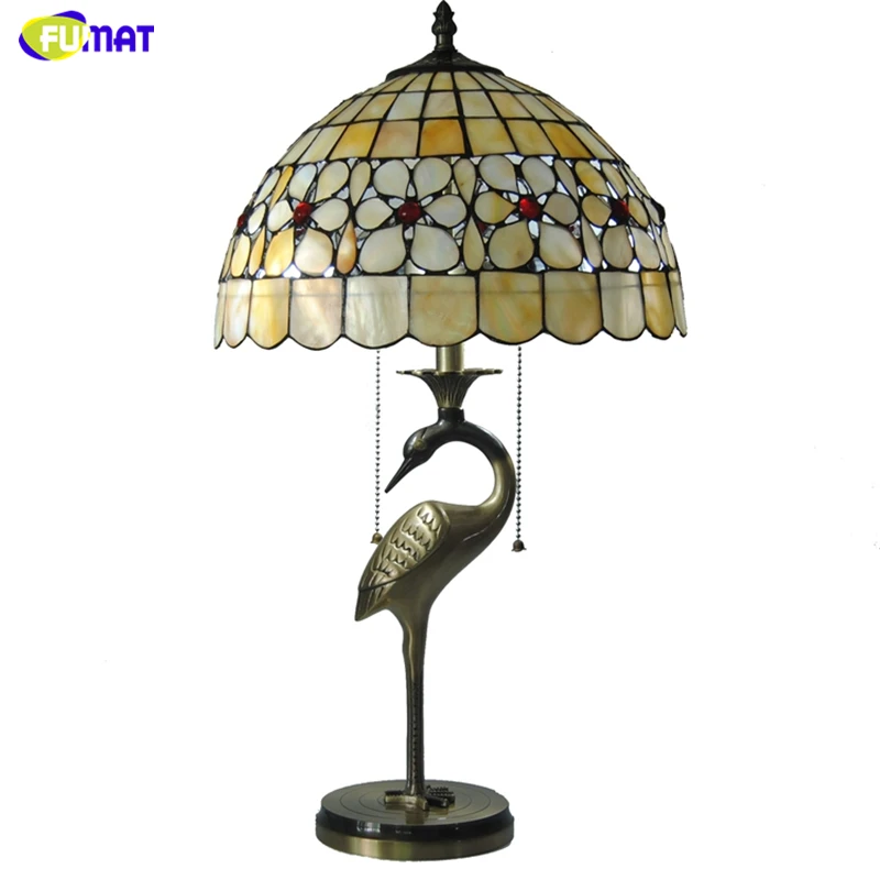 Светодиодные настольные лампы FUMAT Tiffany с абажуром из натуральной ракушки медная