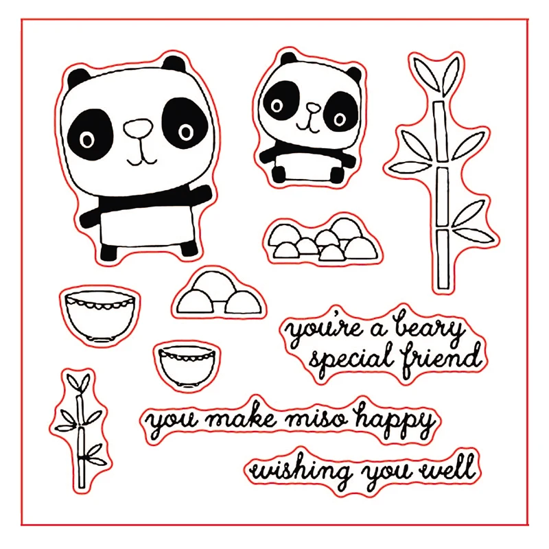 Набор прозрачных силиконовых штампов Happy Pandas для скрапбукинга DIY/фотоальбома
