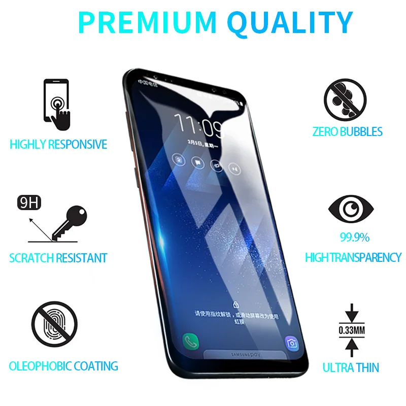Защитная пленка для экрана Auckly Tempred 6D изогнутая круглая samsung Galaxy S8/S9/S8 Plus/S9
