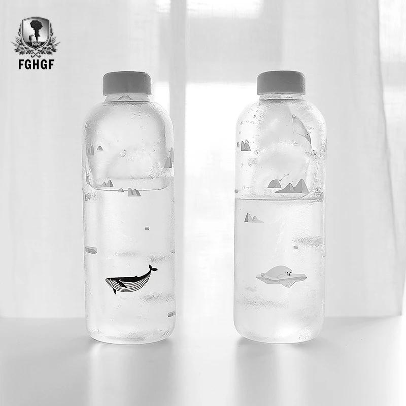 1000 мл стеклянная бутылка для воды с морской тематикой котик Кит рукавом