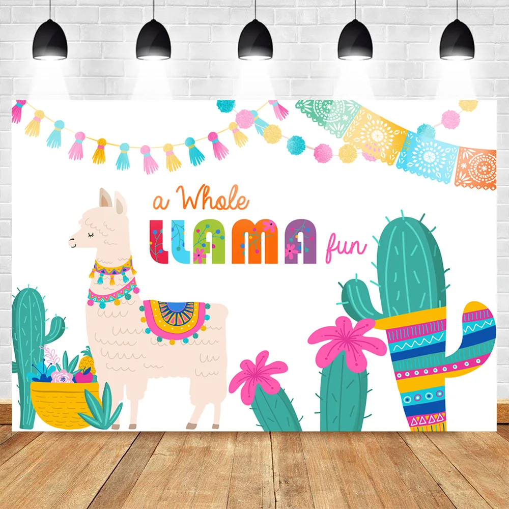 

Фон Fiesta Llama, веселые вечерние фоны для дня рождения, фоны под мексиканской темой С КАКТУСОМ для детского душа, Вечерние Декорации