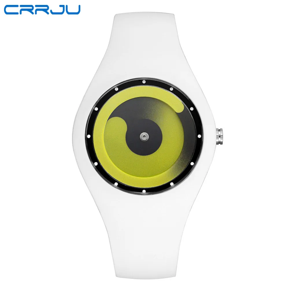 white green CRRJU модные Relogio мужские часы спортивные студенческие часы нейтральные силиконовые часы наручные часы Новые водонепроницаемые Relogio Masculino - Цвет: white green