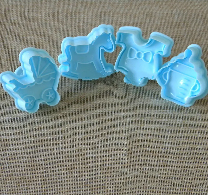 4 pcs baby series (monochrome) flip sugar cake 3d spring biscuit embossing mould OPP pack | Дом и сад