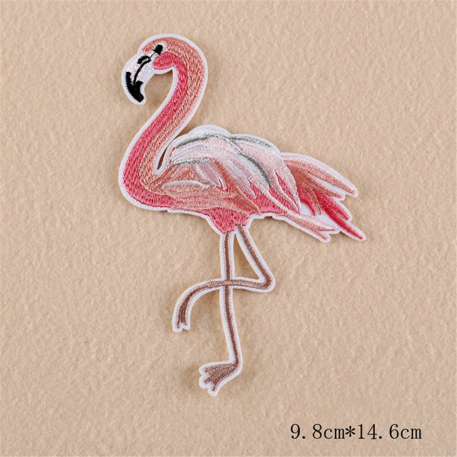 PF 7 шт./лот Единорог патчи утюг на шитье вышивка патч Фламинго ткани значки