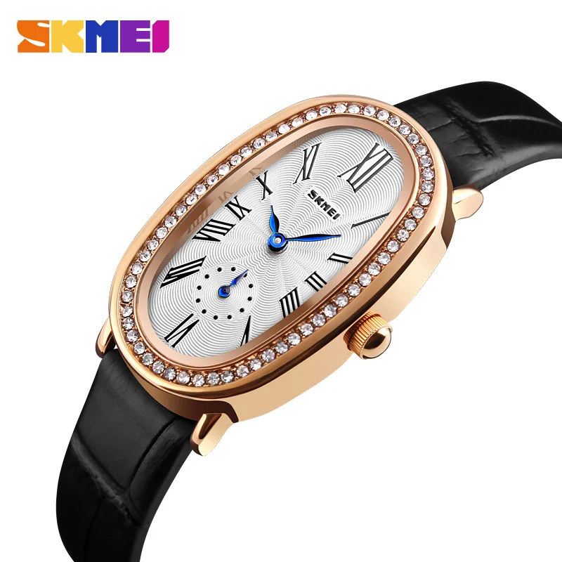 Gold Black SKMEI женские часы брендовые роскошные кожаные кварцевые наручные часы для женщин модные часы для женщин Relogio Feminino Montre Femme - Цвет: Gold Black