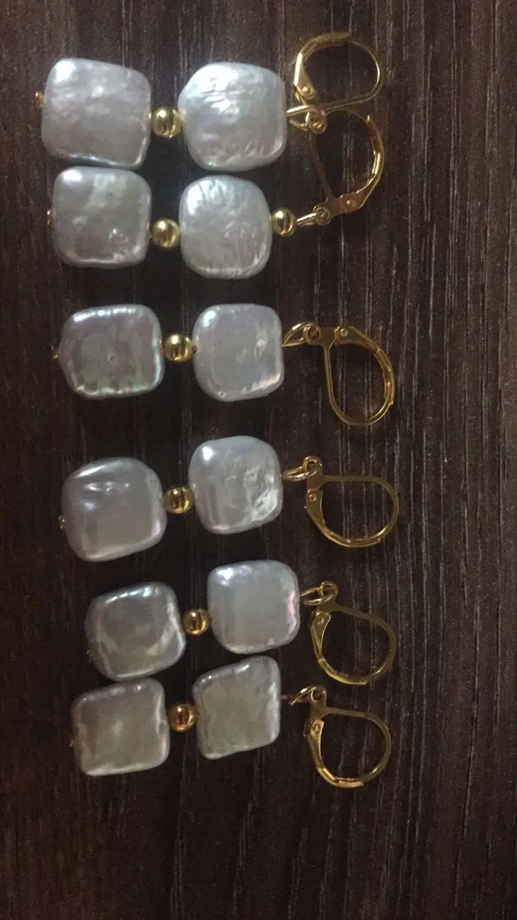 LJHMY Natural White Button Freshwater Cultured Pearl Earrings For Women Gold Lever back Dangle Earring | Украшения и аксессуары