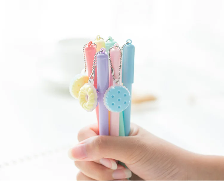 40 шт. кавайная стираемая ручка милые печенья макарун ручки подвески для школьных