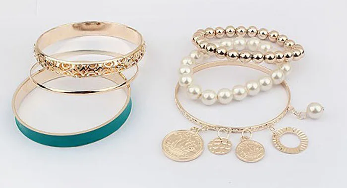 6 Pcs/Set Korean Fashion New Style Girls Multilayer Exquisite Coin Tassels Pearl Hollow Bracelet Elegant Bracelets Sets Gifts | Украшения и