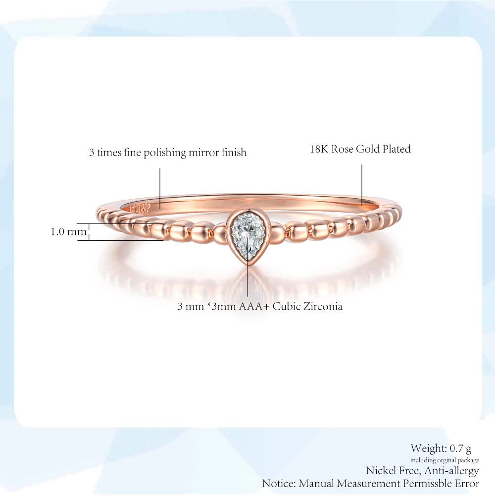 Простое тонкое кольцо с кристаллами для женщин изящное AAA + CZ цвета розового