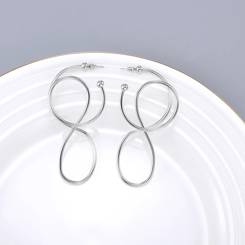 LILIE&ampWHITE Twisted Geometric 8 Big Stud Earrings For Woman Metal Hanging 2018 Jewelry Accessories Drop Shipping HC | Украшения и