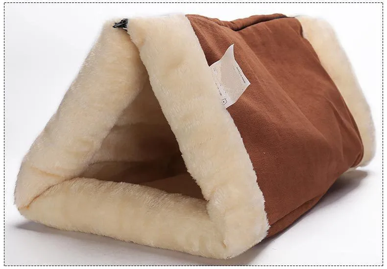 Cute Cat Sleeping Bag Soft Warm Cotton Plush Cat Beds House Pet Cat Tunnel Toy For Puppy Cat Mats Winter Warming Kitten Blanket