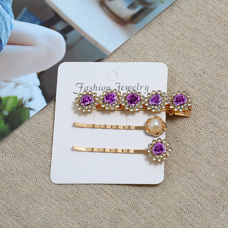 3 шт./компл. Корейская золотая металлическая заколка для волос с цветными