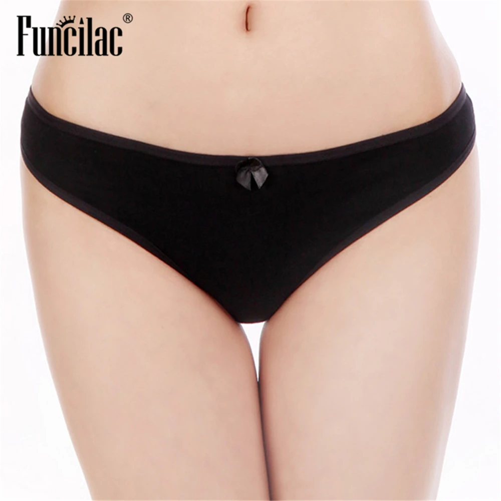 FUNCILAC Нижнее белье женские хлопковые сексуальные стринги однотонные трусики