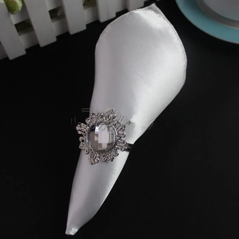 50White 12&quot Square Satin Dinner Napkins or Handkerchiefs Wedding Party Colors Favor Table Serviettes | Дом и сад