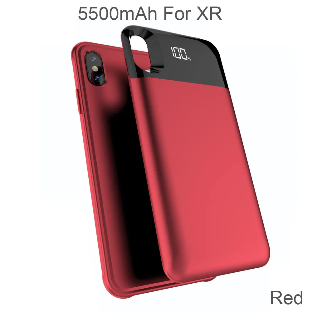 5500mAh For XR XGODY 5500 мАч смарт-Аккумулятор Чехол для iPhone X XS XR XS MAX тонкий внешний зарядный чехол для запасная аккумуляторная батарея для iphone резервного копирования Чехол экран - Цвет: 5500mAh For XR