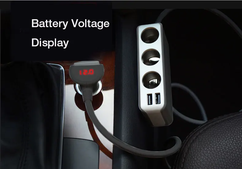 4 USB порта 3 способа автомобильного прикуривателя Разветвитель гнездо зарядное устройство DC 12~ 24 В Прикуриватель разъем Черный