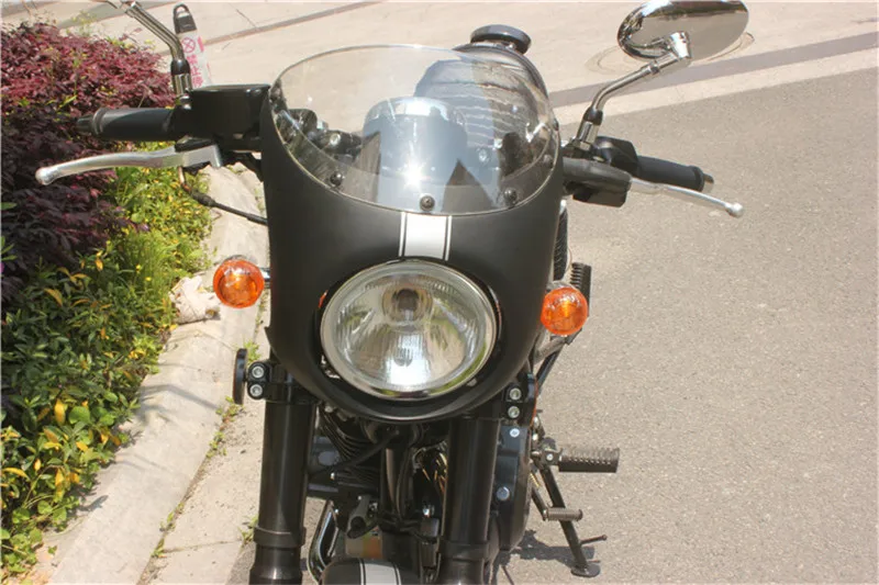 Ретро Кафе Рейсер Обтекатель Универсальной Подходит 7" Фары Рулевой Обтекатель&ampэкран Для Крышек &amp Орнаментальных Литьевых Форм на.