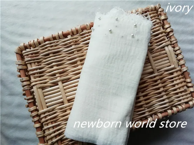Newborn photography props cotton and linen pearl tassel wrap (size 90X170cm) | Receiving Blankets