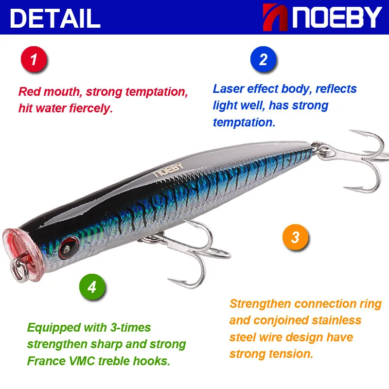 NOEBY Поппер для рыбалки наживка NBL9070 155mm/52 г Топ воды Leurre Dur Peche Франция Pesca искусственная, жесткая, для рыбалки приманки