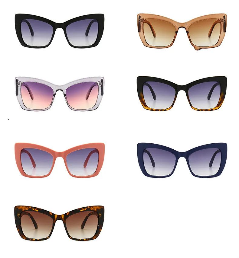 2019 женские солнцезащитные очки в стиле ретро форме кошачьих глаз крупной оправе