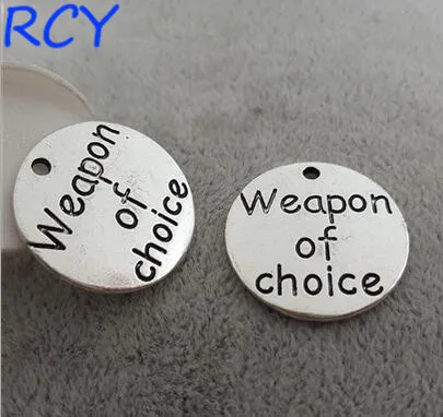 Top Quality 5 Pieces/lot 22mm Letter Printed weapon of choice charm round disc message for jewelry making | Украшения и