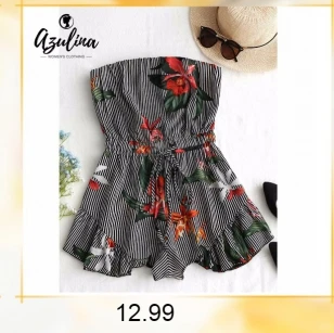 ZAFUL Цветочный пляж Льяной ромпер Бохо Костюмы женские Новое летнее повседневное платье Ками Ромперс Комбинезоны женские комбинезоны