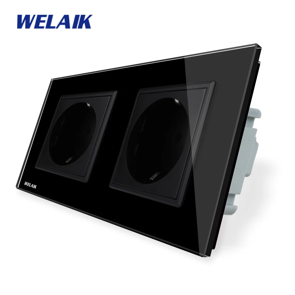 Welaik Стекло Панель стены разъем розетка Белый Черный Европейский Стандартный