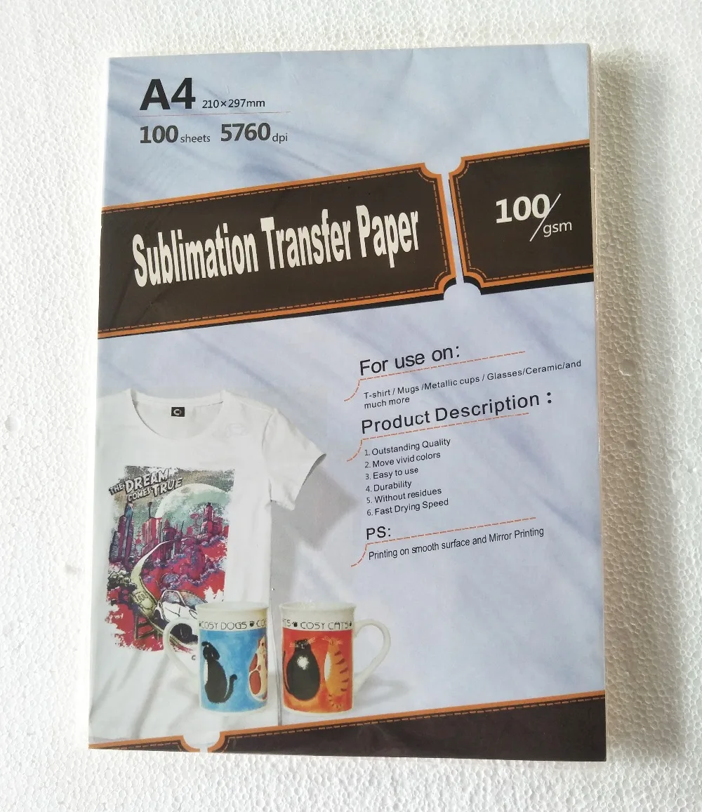 100 шт. А4 сублимационная термопереводная бумага для полиэстеровой хлопковой