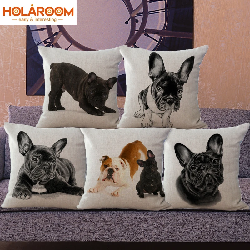 Французский бульдог собака наволочка европейский стиль декоративная хлопок лен