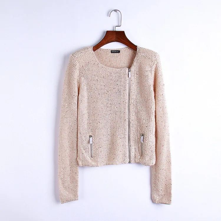 Big Sale~ sequin zipper knitted cardigans women sweaters female autumn winter Europe America fashion solid color Pullovers |