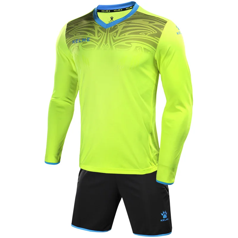 KELME футбольные наборы Вратарские майки мужские губки футбольный костюм Вратарские униформы Вратарские спортивные тренировочные костюмы 387100 - Цвет: Fluorescent yellow