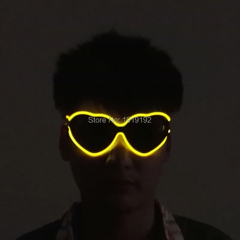 Светящиеся очки в форме сердца подарочные светодиодные для вечеринок голубое