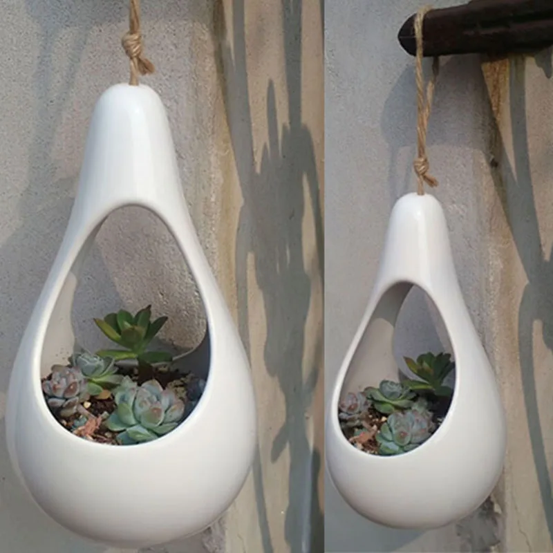 Белый decorative hanging planters Кашпо подвесное декор для сада и двора заборы ограждения горшки для цветов керамические бонсай искусственный ваза для конфет Горшки суккуленты Сад горшок подвесной мини микро pots - Цвет: Белый